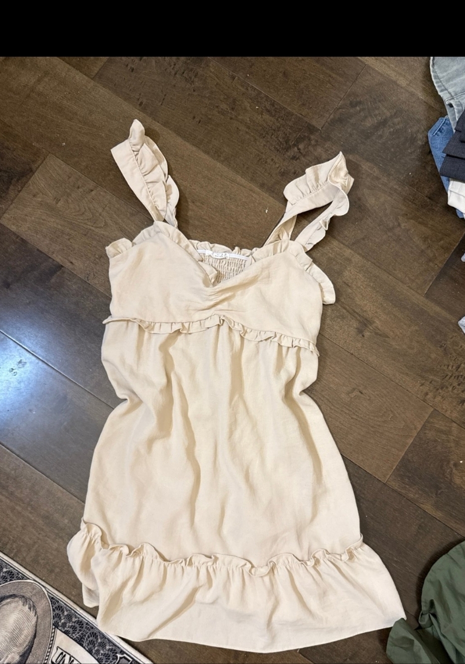 Women's Ruffle Strap Sleep Dress in Light Beige